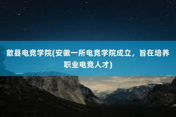 歙县电竞学院(安徽一所电竞学院成立，旨在培养职业电竞人才)